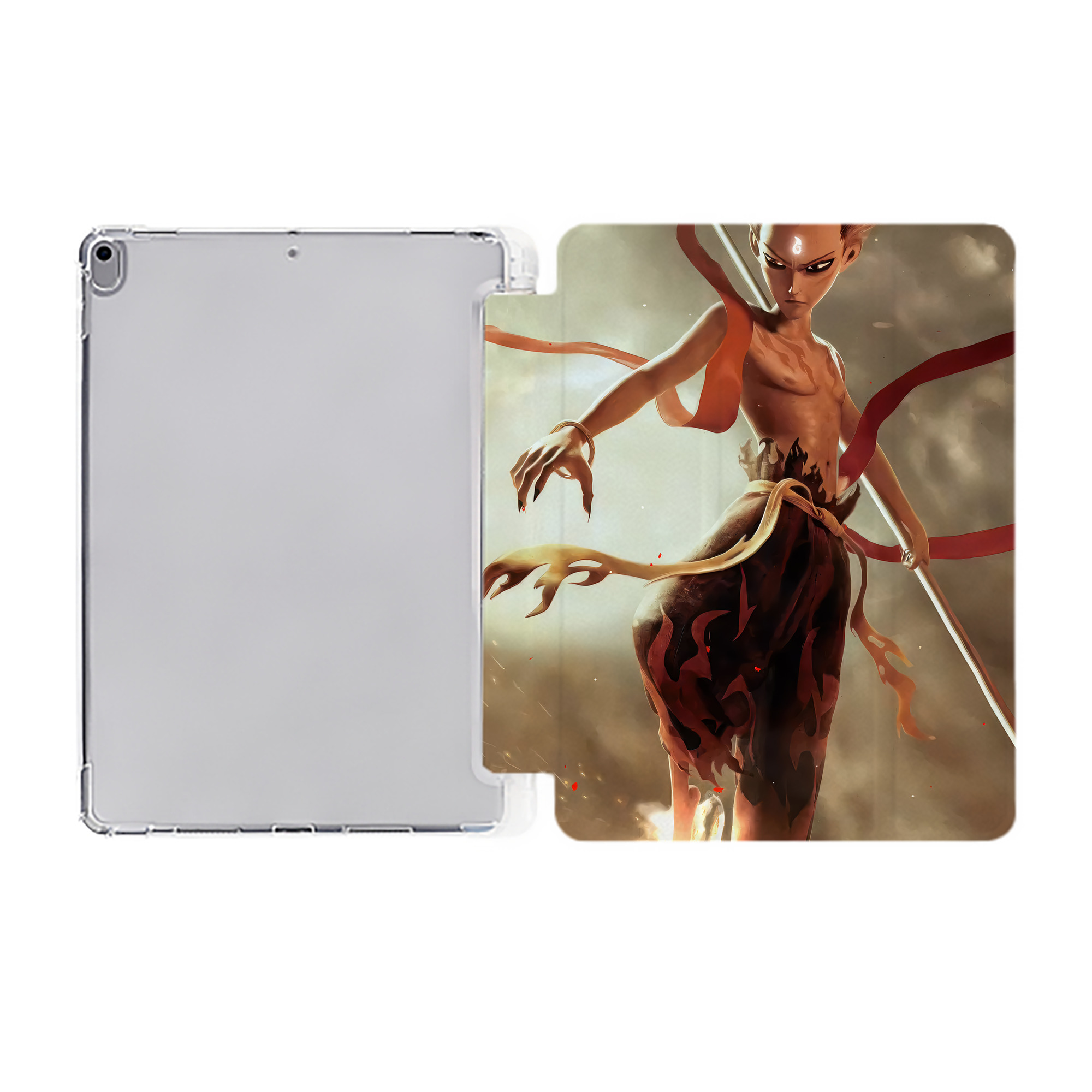 （画像用） Ne Zha 2 ナタ 魔童の大暴れ IPad ケース ペン収納付き 三つ折りスタンド PUレザー×シリコン 対応機種9.5/10.5/10.9インチ